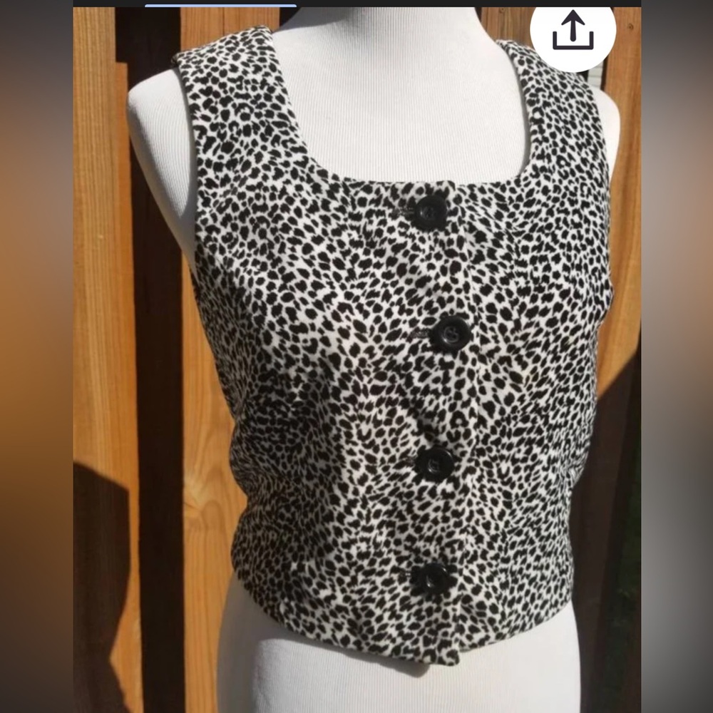 Express Vintage 90s Leopard Print Velvet Vest